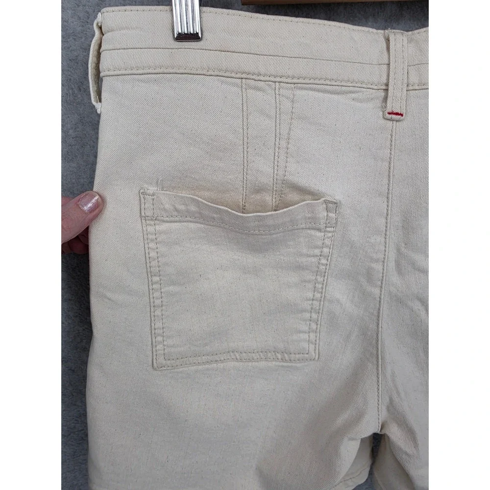 Anthropologie Pilcro Slim Boyfriend Denim Jean Shorts Cream Button Fly Sz 28 - Picture 16 of 16